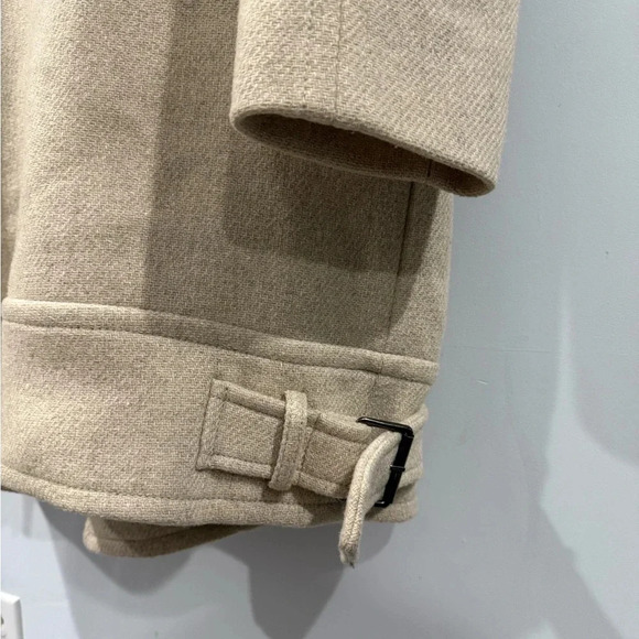 $370 Rare Banana Republic Oversized Moto Cocoon Coat in Beige size XL Wool blend - Picture 11 of 11